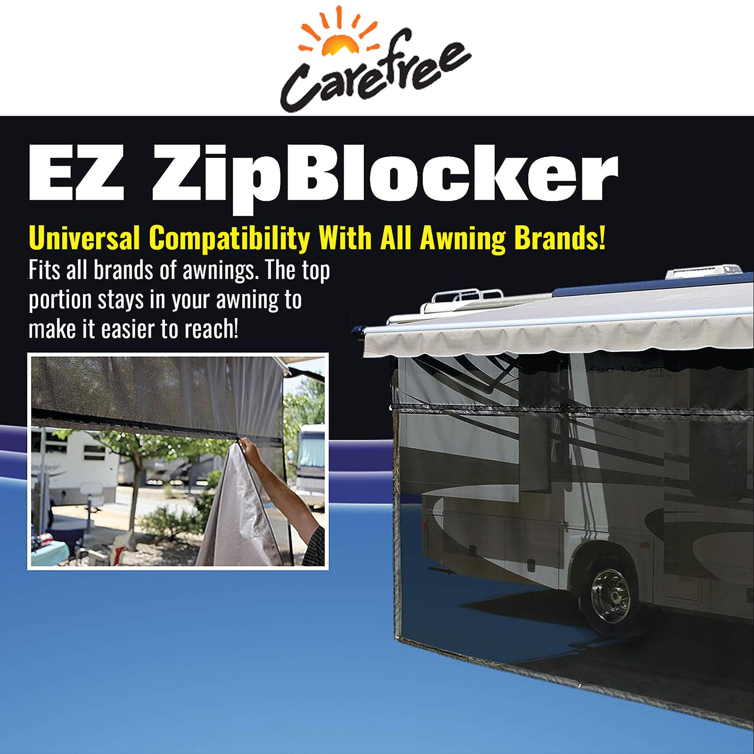 CAREFREE 701007ACD Black 10' x 7' Drop RV Awning EZ ZipBlocker - Image 4
