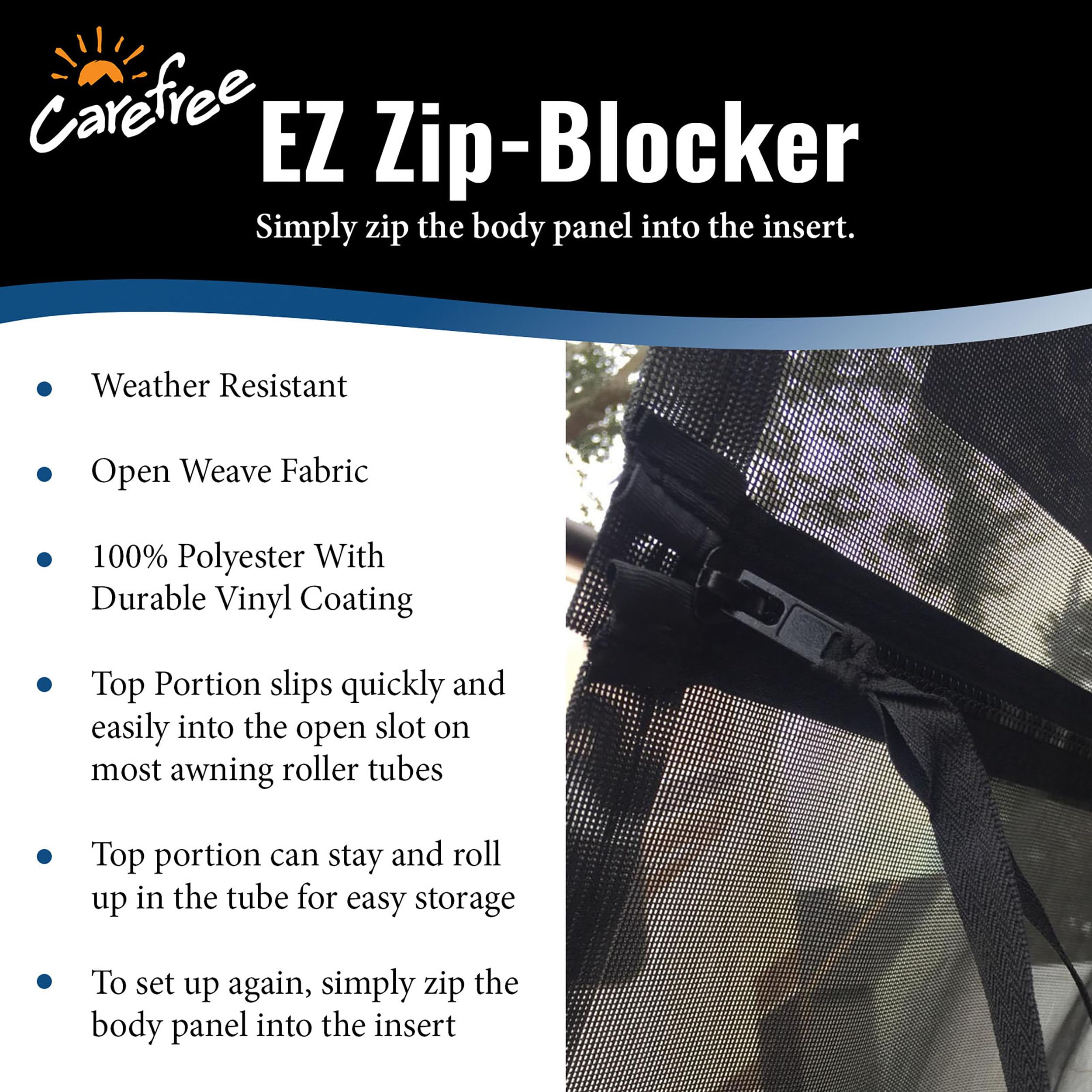 CAREFREE 701007ACD Black 10' x 7' Drop RV Awning EZ ZipBlocker - Image 6