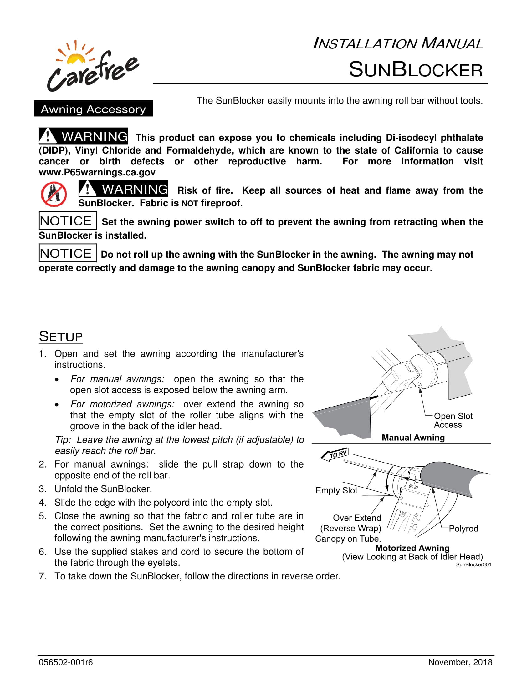 Carefree (82178402) SunBlocker Navy 6' x 17' Weather Resistant Awning - Image 3