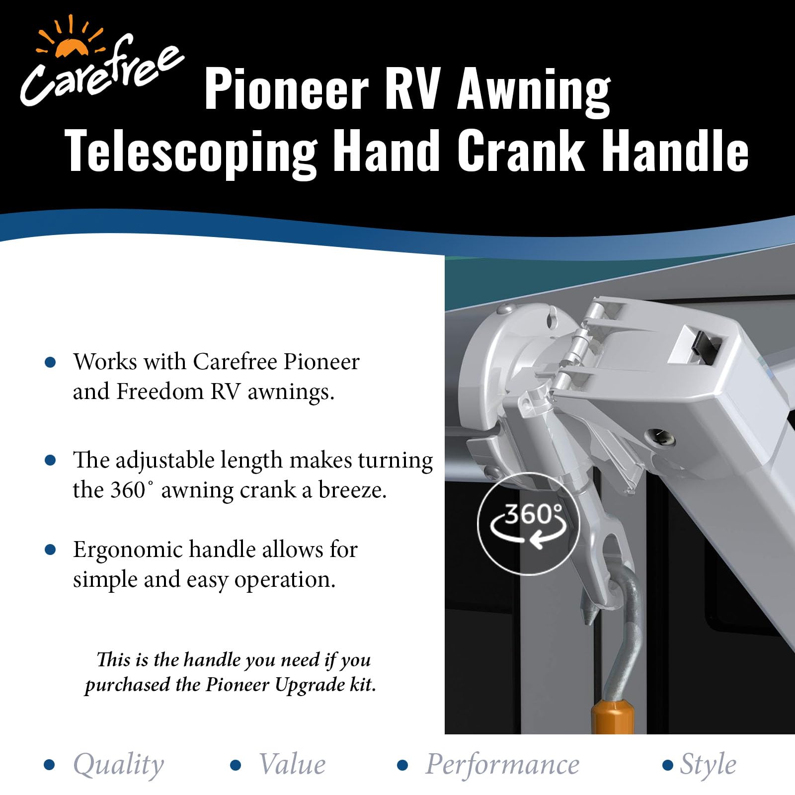 Carefree R001546-RP Pioneer RV Awning Telescoping Hand Crank Handle - Image 4