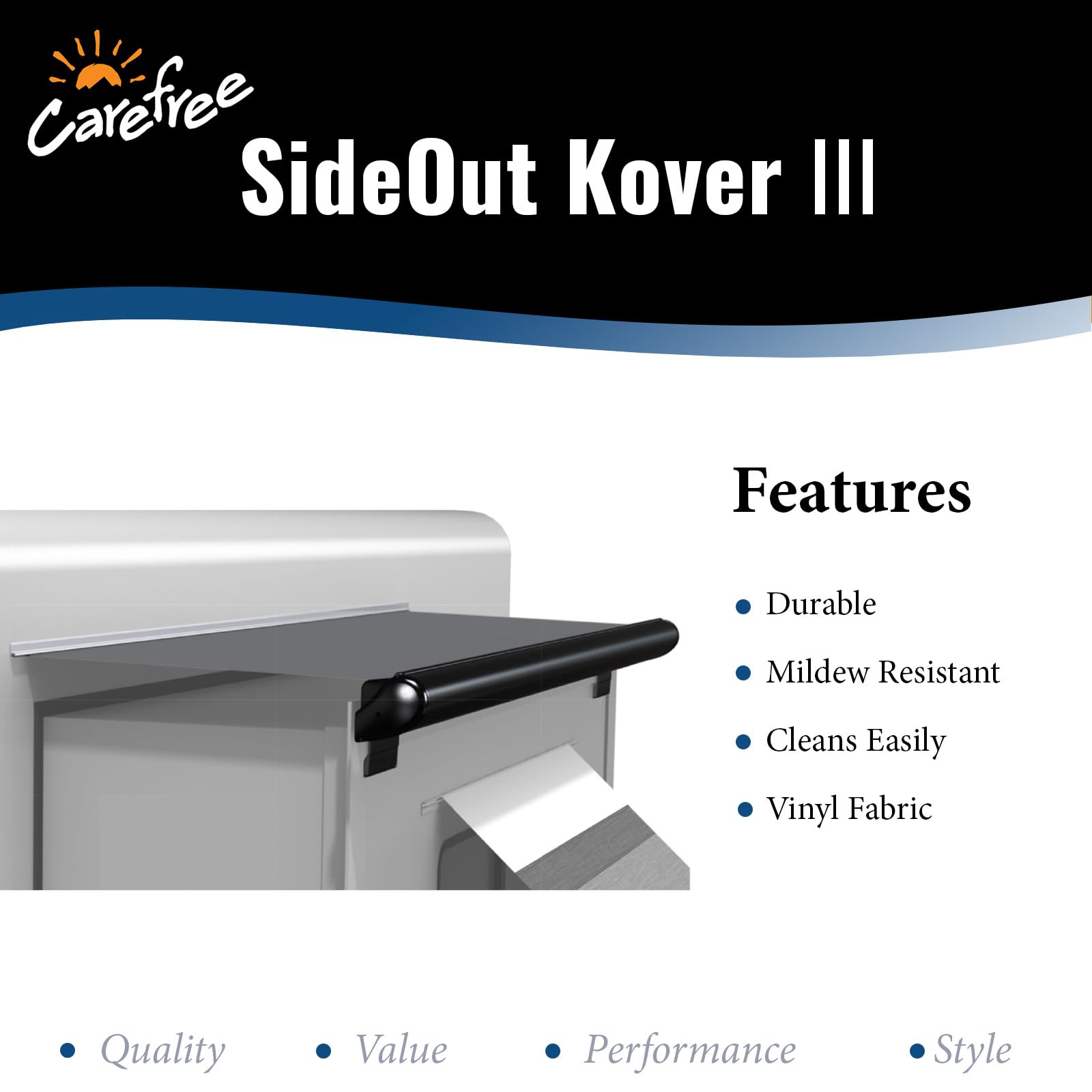 Carefree Universal RV Slideout Awning Fabric Replacement (200" x 116") - Cut to Fit Length, Standard RV Slide Room Extension Awning with FLXguard Protection for Pop Out Room (White) - Image 8